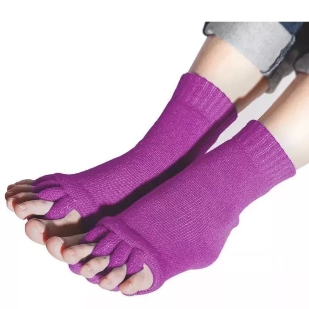 2 Pair Pink Yoga Socks Toe Separators Set Bundle